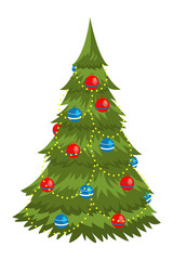 Christmas tree flat vector illustration