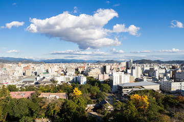 高知城天守閣からの高知市街地眺望