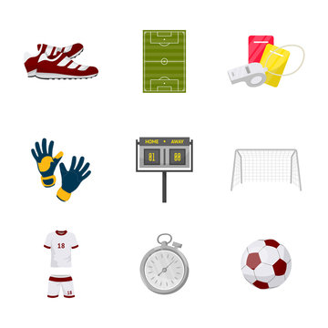 Soccer symbols flat vector illustrations set