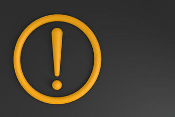 3d rendering of yellow Exclamation mark. Attention sign icon. yellow circle and yellow Hazard warning symbol in yellow background. Circle Exclamation Icon. Caution, Security, warn.