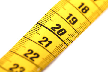 Measuring tape, selective focus on 20