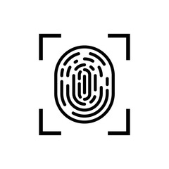 Fingerprint loop black simple icon isolated on white background. Data internet security symbol, web protection sign. Vector illustration