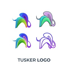 Obraz premium Elephant Colorful Design concept Illustration Vector Template