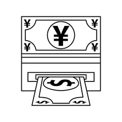bills dollar and yen money icons