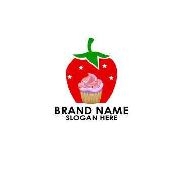 logo cup cake with strawberry