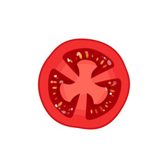 Slice of tomato. Vector illustration cartoon flat icon isolated on white.
