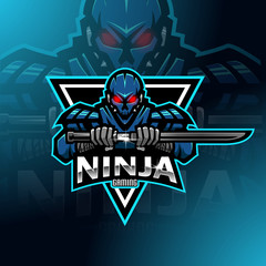 Ninja robot esport mascot logo design © Visink.art