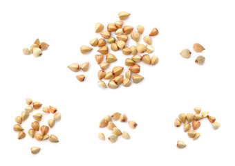 Set of green buckwheat isolated on white