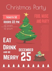 Naklejka premium Christmas Party Cartoon of Vector Promo Leaflet