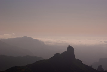 Scenic overview of Gran Canaria from the mountain peak Pico de las Nieves