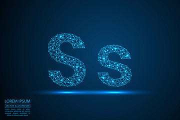 English letters abstract font consists 3d of triangles, lines, dots and connections. Vector illustration EPS 10.