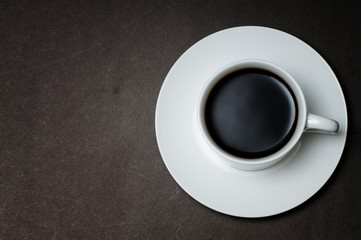 Top view cup of coffee with copyspace for your text