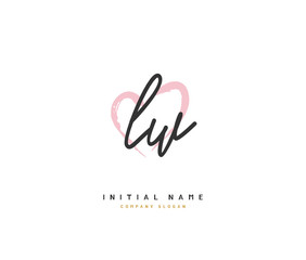 L W LW Beauty vector initial logo, handwriting logo of initial signature, wedding, fashion, jewerly, boutique, floral and botanical with creative template for any company or business.