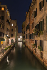 The Canal Street Landscape at night in Venice, Italy