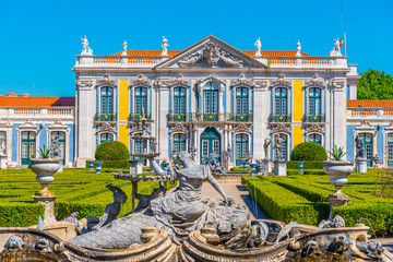 View of the national palace of Queluz in Lisbon, Portugal