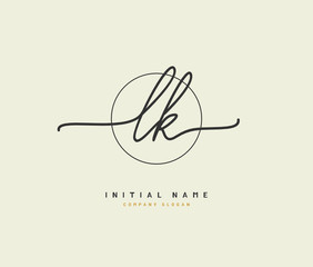 L K LK Beauty vector initial logo, handwriting logo of initial signature, wedding, fashion, jewerly, boutique, floral and botanical with creative template for any company or business.