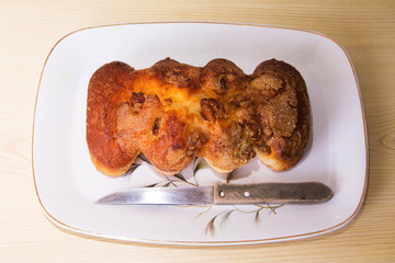 sweet apple and nuts on plate