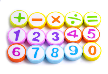 Math Number colorful on white background : Education study mathematics learning teach concept.