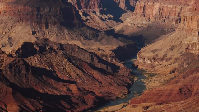 Gorge Of Grand Canyon National Park And Colorado River At Sunset Panorama