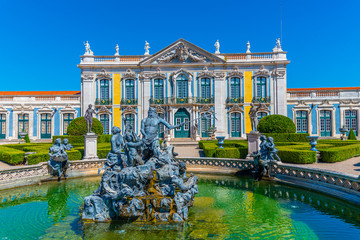 View of the national palace of Queluz in Lisbon, Portugal