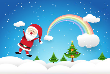 Santa Claus, Happy new year, christmas vector,paper art style