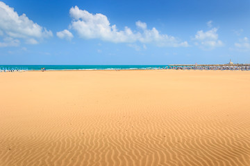 The most beautiful beaches of Apulia, Italy. Convento or San Lorenzo beach, which is so long that...