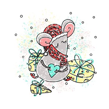 Colorful mouse with cheese