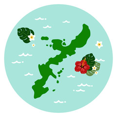 Okinawa MAP hibiscus vector simple