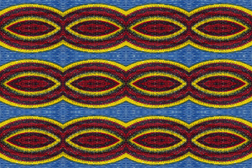 Colorful pattern of a twisted African fabric, horizontal lines