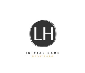Fototapeta premium L H LH Beauty vector initial logo, handwriting logo of initial signature, wedding, fashion, jewerly, boutique, floral and botanical with creative template for any company or business.