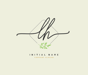 L H LH Beauty vector initial logo, handwriting logo of initial signature, wedding, fashion, jewerly, boutique, floral and botanical with creative template for any company or business.