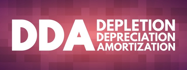 DDA - Depletion Depreciation Amortization acronym, business concept background