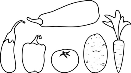 Coloring page. Set of different vegetables
