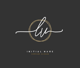 L V ,  Beauty vector initial logo, handwriting logo of initial signature, wedding, fashion, jewerly, boutique, floral and botanical with creative template for any company or business.