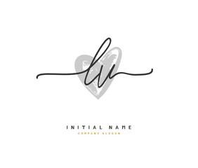 L V ,  Beauty vector initial logo, handwriting logo of initial signature, wedding, fashion, jewerly, boutique, floral and botanical with creative template for any company or business.