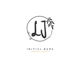 L J LJ Beauty vector initial logo, handwriting logo of initial signature, wedding, fashion, jewerly, boutique, floral and botanical with creative template for any company or business.