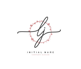 L J LJ Beauty vector initial logo, handwriting logo of initial signature, wedding, fashion, jewerly, boutique, floral and botanical with creative template for any company or business.