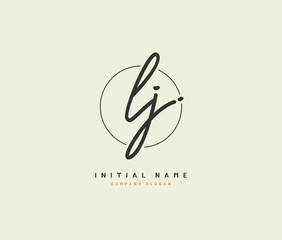 L J LJ Beauty vector initial logo, handwriting logo of initial signature, wedding, fashion, jewerly, boutique, floral and botanical with creative template for any company or business.