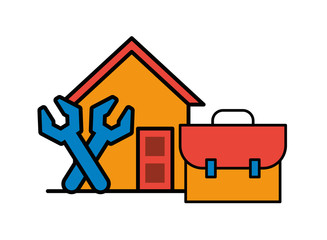 house front facade with wrench tools