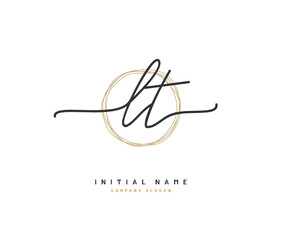 L T LT Beauty vector initial logo, handwriting logo of initial signature, wedding, fashion, jewerly, boutique, floral and botanical with creative template for any company or business.