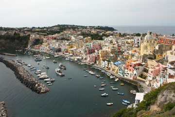 Fototapeta premium A View of Marina Corricella, Procida, Italy
