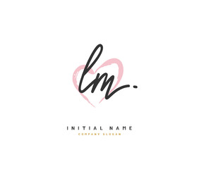 L M LM Beauty vector initial logo, handwriting logo of initial signature, wedding, fashion, jewerly, boutique, floral and botanical with creative template for any company or business.