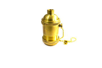 gold metallic E27 lamp holder with pull switch