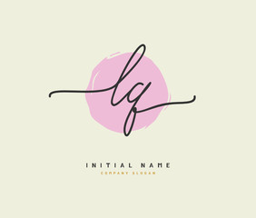 L Q LQ Beauty vector initial logo, handwriting logo of initial signature, wedding, fashion, jewerly, boutique, floral and botanical with creative template for any company or business.