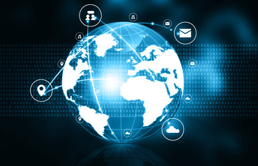 Global communication network. Telecommunication. 3d illustration.
