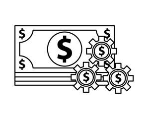 bills money with gears dollars