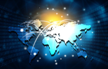 Obraz premium Global communication network. Telecommunication. 3d illustration.