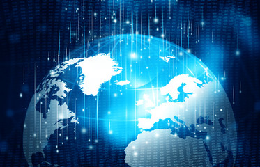 Globe with digital signals. Digital world. 3d illustration.