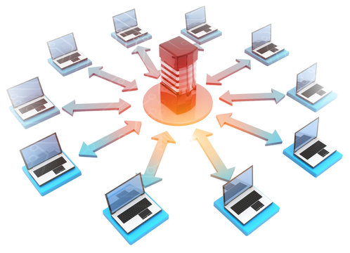Computer networking, Internet technology. 3d illustration.