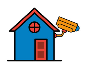 house front facade with cctv camera